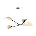 White with gold hanging lamp with 4 arms and transparent leaves