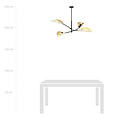 White with gold hanging lamp with 4 arms and transparent leaves
