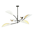 White and gold hanging lamp with 6 arms