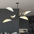 White and gold hanging lamp with 6 arms