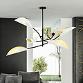 Wit en goud hanglamp met 6 armen