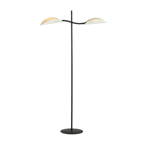 Lampadaire blanc et doré effet feuille tombante