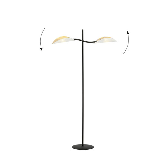 Lampadaire blanc et doré effet feuille tombante