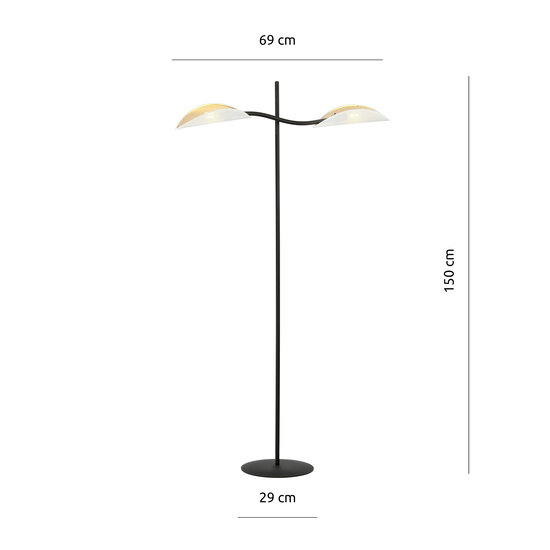 Lampadaire blanc et doré effet feuille tombante