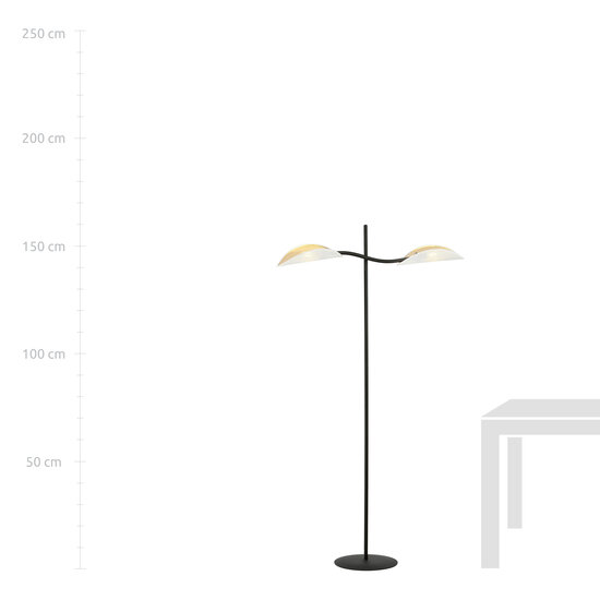 Lampadaire blanc et doré effet feuille tombante