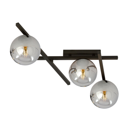 Emibig Emibig Glass and metal ceiling lamp with 3 smoked glass spheres - Create a cozy ambiance in your space