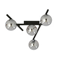 Emibig Emibig Lampe de plafond en métal et verre avec 4 sphères en verre fumé - Ambiance parfaite pour chaque pièce
