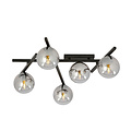 Plafondlamp met 5 gerookte bollen E14