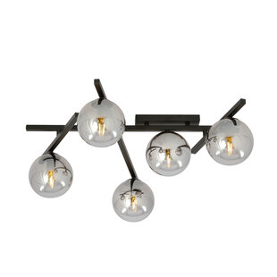 Ceiling lamp with 5 smoked bulbs E14