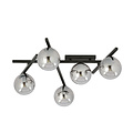 Plafondlamp met 5 gerookte bollen E14