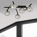 Plafondlamp met 5 gerookte bollen E14