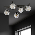 Ceiling lamp with 5 smoked bulbs E14