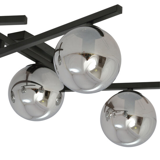 Plafondlamp met 5 gerookte bollen E14