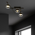 Beautiful glass and metal ceiling lamp with 3 striped bulbs