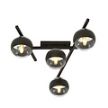 Mooie metaal en glas plafondlamp met 4 gestreepte bollen
