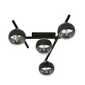 Mooie metaal en glas plafondlamp met 4 gestreepte bollen