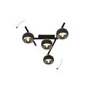Mooie metaal en glas plafondlamp met 4 gestreepte bollen