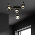 Mooie metaal en glas plafondlamp met 4 gestreepte bollen
