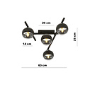 Emibig Emibig Lámpara de techo de metal y vidrio con 4 bombillas a rayas - Perfecta para cualquier espacio