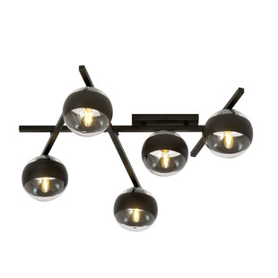 Mooie plafondlamp met 5 gestreepte bollen E14