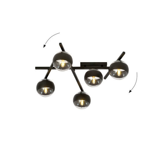 Beautiful ceiling lamp with 5 striped bulbs E14