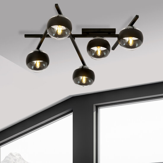 Beautiful ceiling lamp with 5 striped bulbs E14