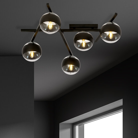 Beautiful ceiling lamp with 5 striped bulbs E14