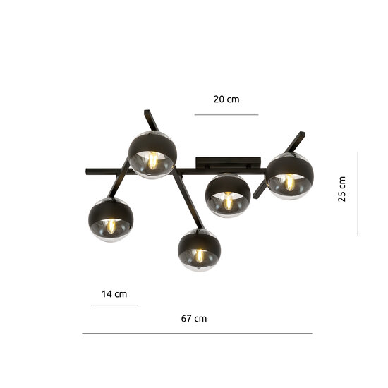 Emibig Emibig Wunderschöne Deckenleuchte mit 5 gestreiften Glühbirnen E14 - Perfekt für stilvolle Beleuchtung
