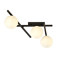 Wit glas en metaal plafondlamp met 3 bollen knap design