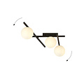 Wit glas en metaal plafondlamp met 3 bollen knap design