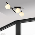 Wit glas en metaal plafondlamp met 3 bollen knap design