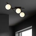 Wit glas en metaal plafondlamp met 3 bollen knap design