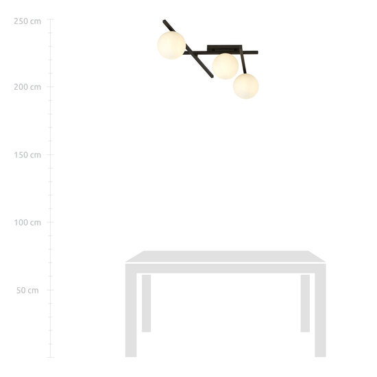 Lámpara de techo de cristal y metal blanco con 3 bombillas, bonito diseño.