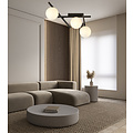 Wit glas en metaal plafondlamp met 3 bollen knap design