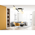 Wit glas en metaal plafondlamp met 3 bollen knap design