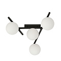 Wit glas en metaal plafondlamp met 4x E14 lamp