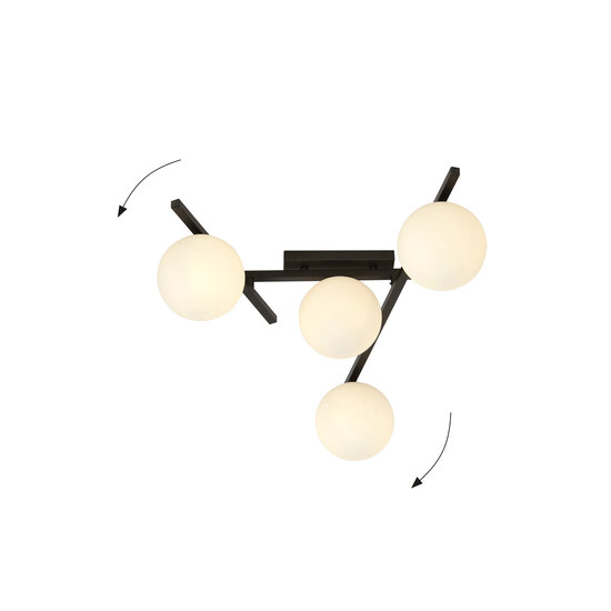 Emibig Emibig White glass and metal ceiling lamp with 4x E14 bulb - Ideal for Scandinavian design in your home