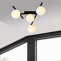Wit glas en metaal plafondlamp met 4x E14 lamp