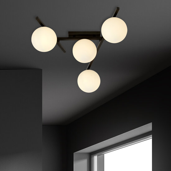 Emibig Emibig White glass and metal ceiling lamp with 4x E14 bulb - Ideal for Scandinavian design in your home