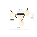 Wit glas en metaal plafondlamp met 4x E14 lamp
