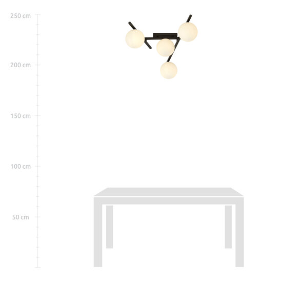Plafonnier en verre et métal blanc avec 4 ampoules E14