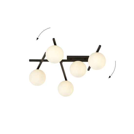 Beautiful black ceiling lamp with 5 white bulbs E14