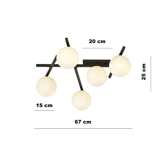 Emibig Emibig Beautiful black ceiling lamp with 5 white bulbs E14 - Perfect for modern interiors