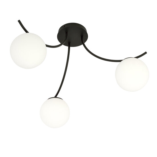 Emibig Emibig Lámpara de techo Copenhague negra con 3 bolas de vidrio blanco - Iluminación perfecta para cualquier espacio