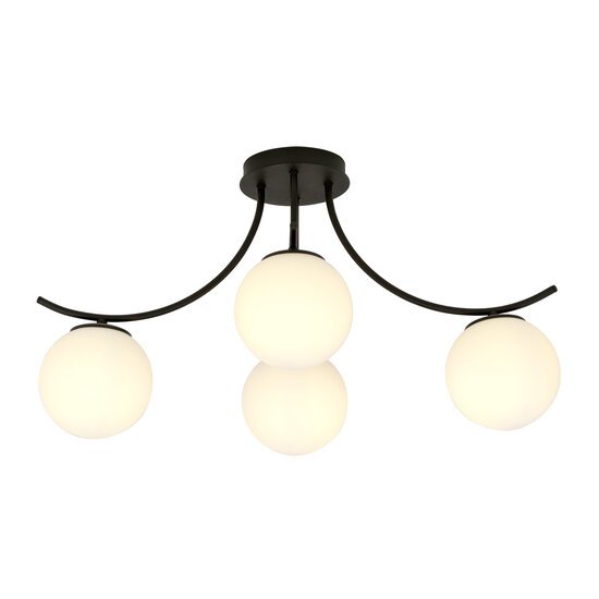 Copenhagen black ceiling lamp black with 4 white glass balls