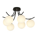 Copenhague noir avec 6 ampoules blanches verre E14