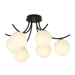 Emibig Kopenhagen zwart met 6 witte bollen glas E14