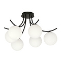 Copenhague noir avec 6 ampoules blanches verre E14