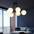 Copenhague noir avec 6 ampoules blanches verre E14