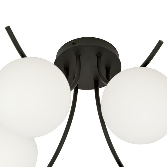 Emibig Emibig Kopenhagen zwart met 6 witte bollen glas E14 - Perfecte verlichting voor moderne interieurs